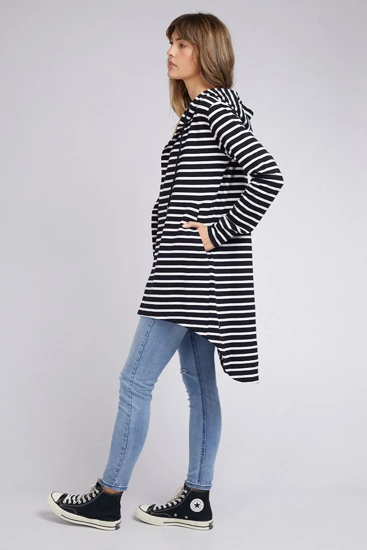 Silent Theory Ashleigh Hooded Cardi Black White Stripe