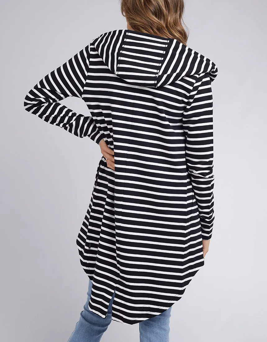 Silent Theory Ashleigh Hooded Cardi Black White Stripe