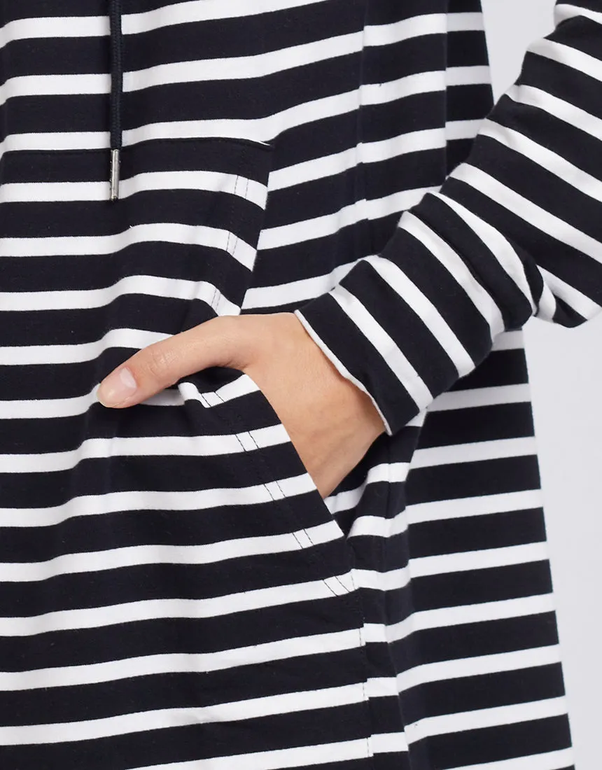 Silent Theory Ashleigh Hooded Cardi Black White Stripe