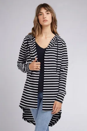 Silent Theory Ashleigh Hooded Cardi Black White Stripe