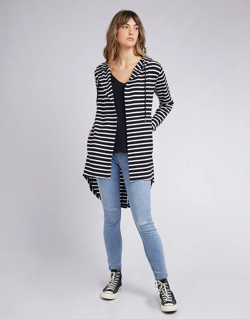 Silent Theory Ashleigh Hooded Cardi Black White Stripe