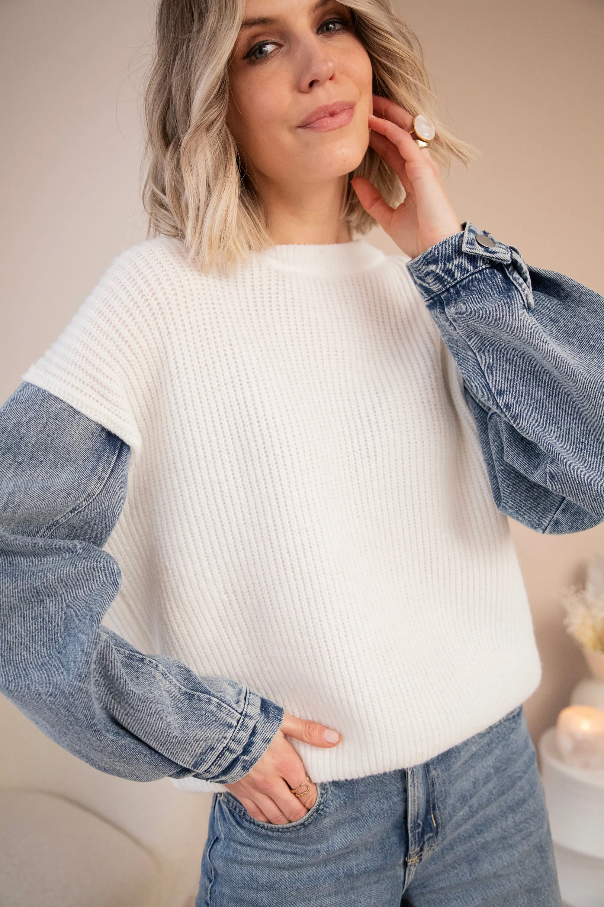 Soft Jean Beige/Blue - Trui