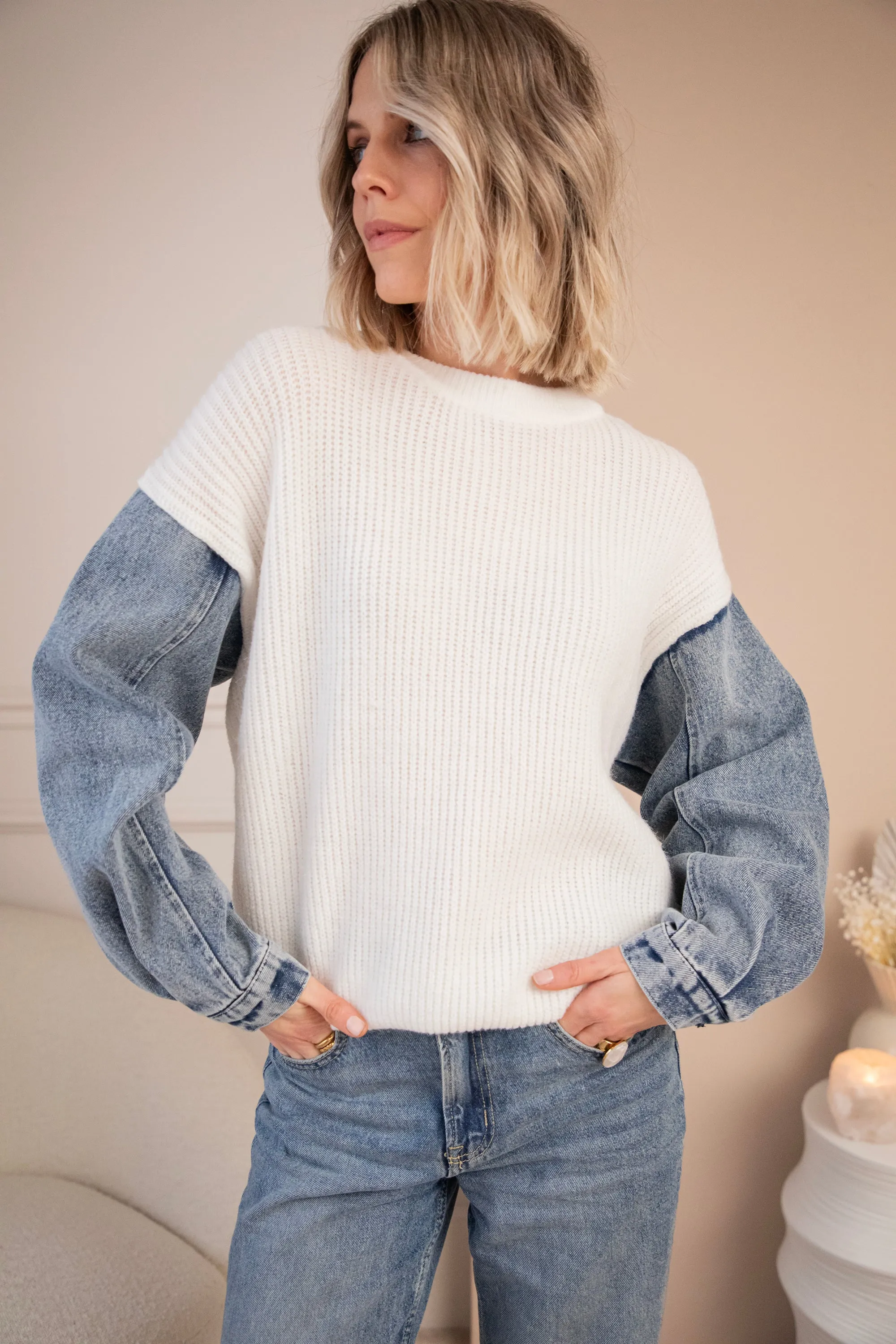 Soft Jean Beige/Blue - Trui