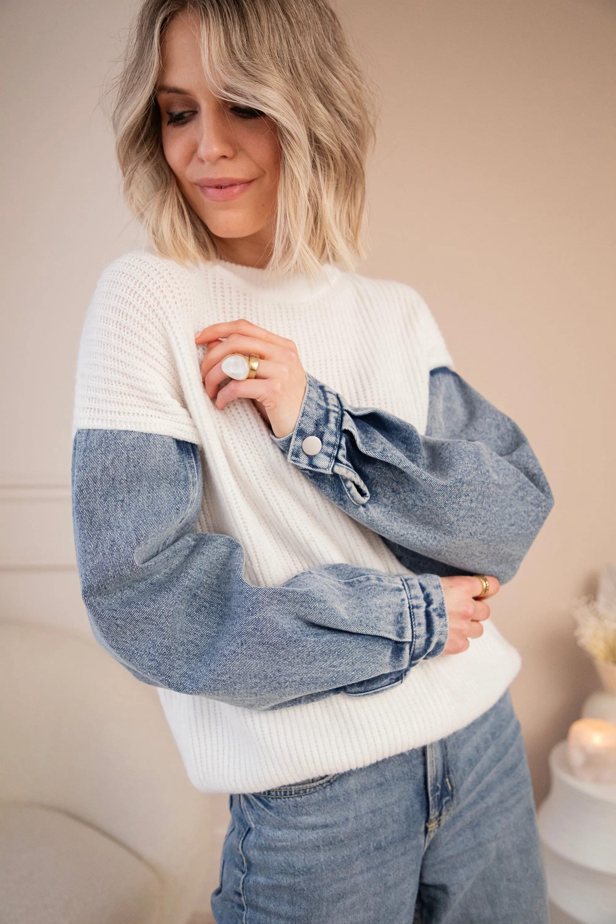 Soft Jean Beige/Blue - Trui