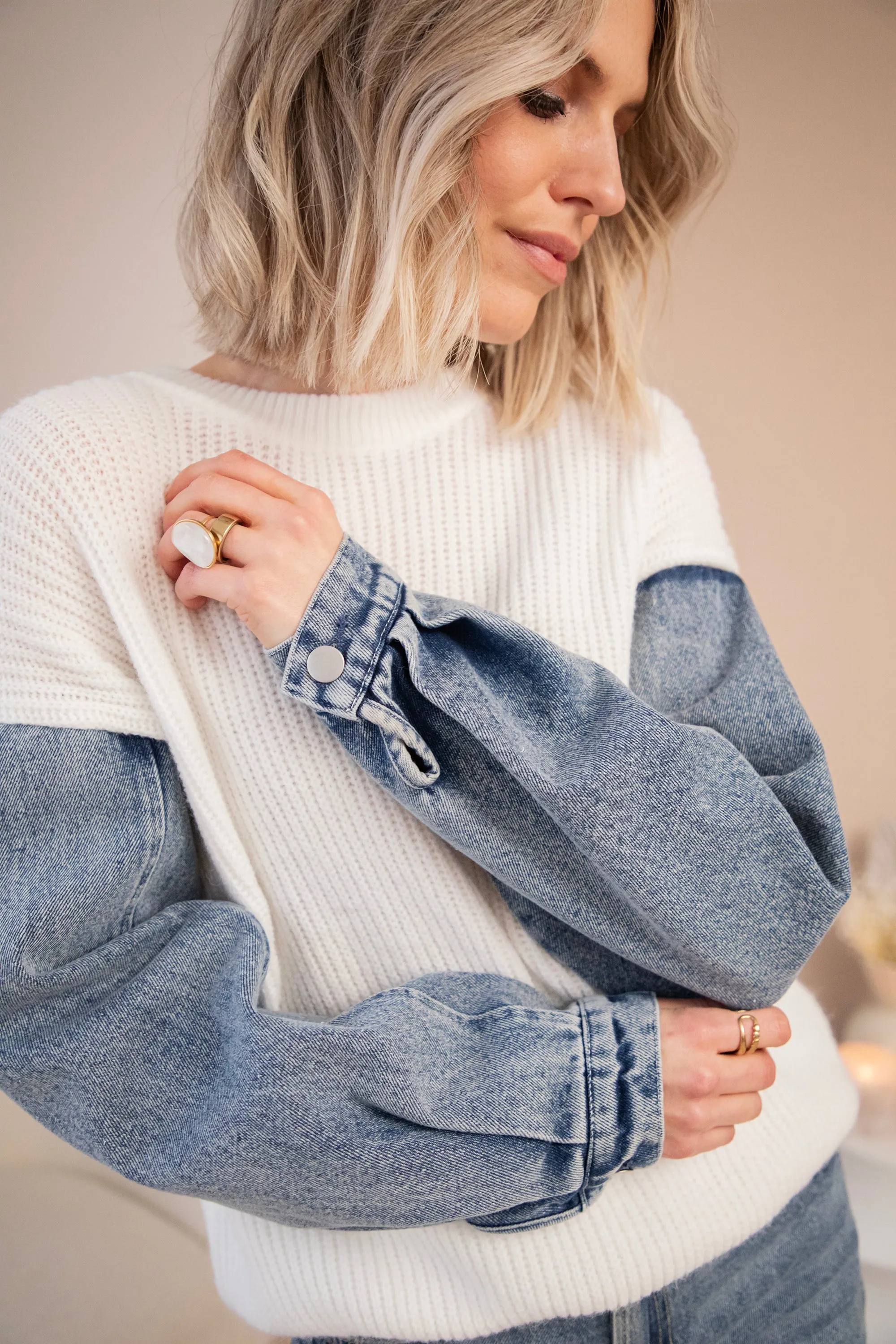 Soft Jean Beige/Blue - Trui