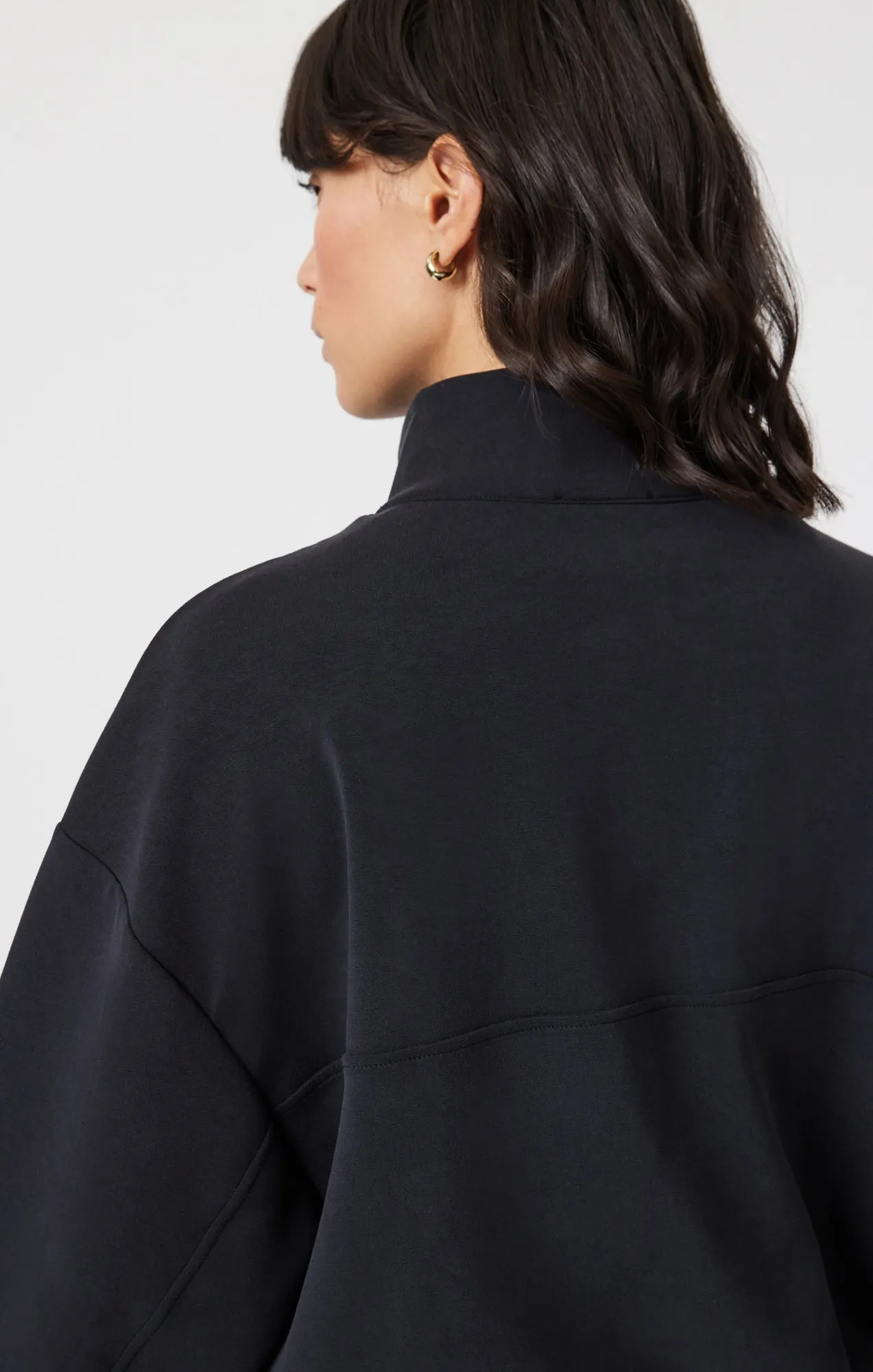 SPORTY LUXE TENCEL™ FULL ZIP SWEATSHIRT IN BLACK