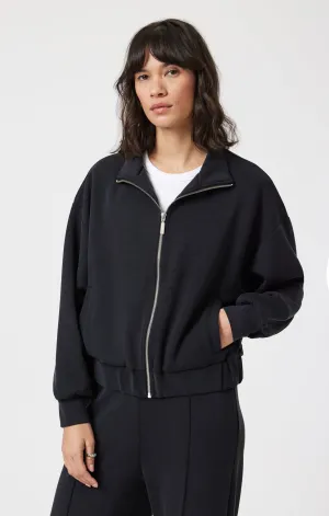 SPORTY LUXE TENCEL™ FULL ZIP SWEATSHIRT IN BLACK