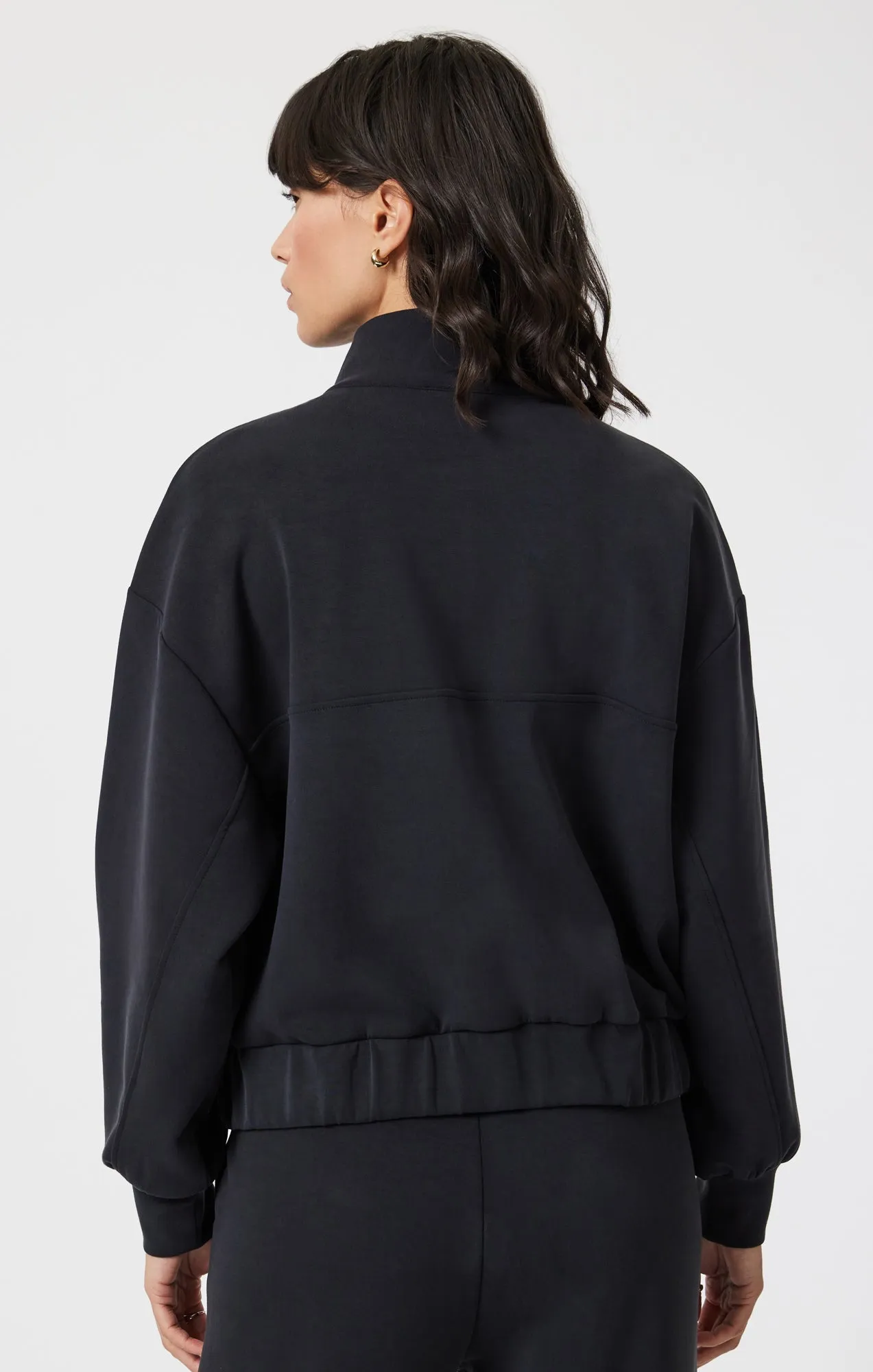 SPORTY LUXE TENCEL™ FULL ZIP SWEATSHIRT IN BLACK