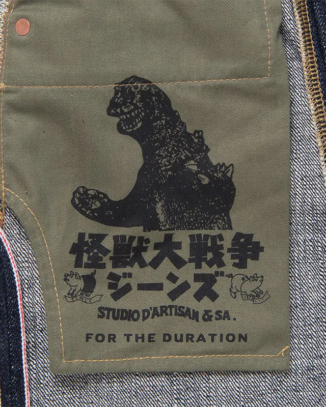Studio D'Artisan GZ-012 'Godzilla Great Monster War' 18oz Selvedge Regular Straight Mens Jeans - Onewash