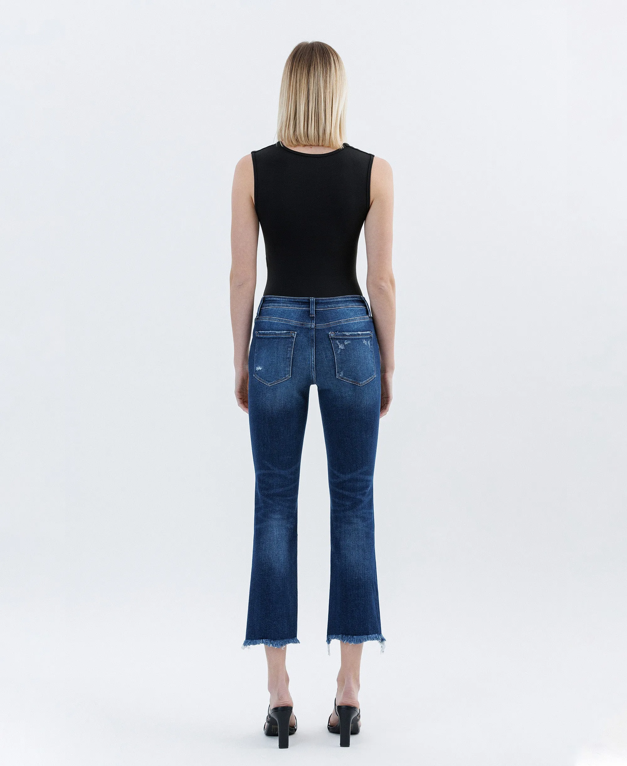 Stunned - Low Rise Raw Hem Crop Slim Straight Jeans