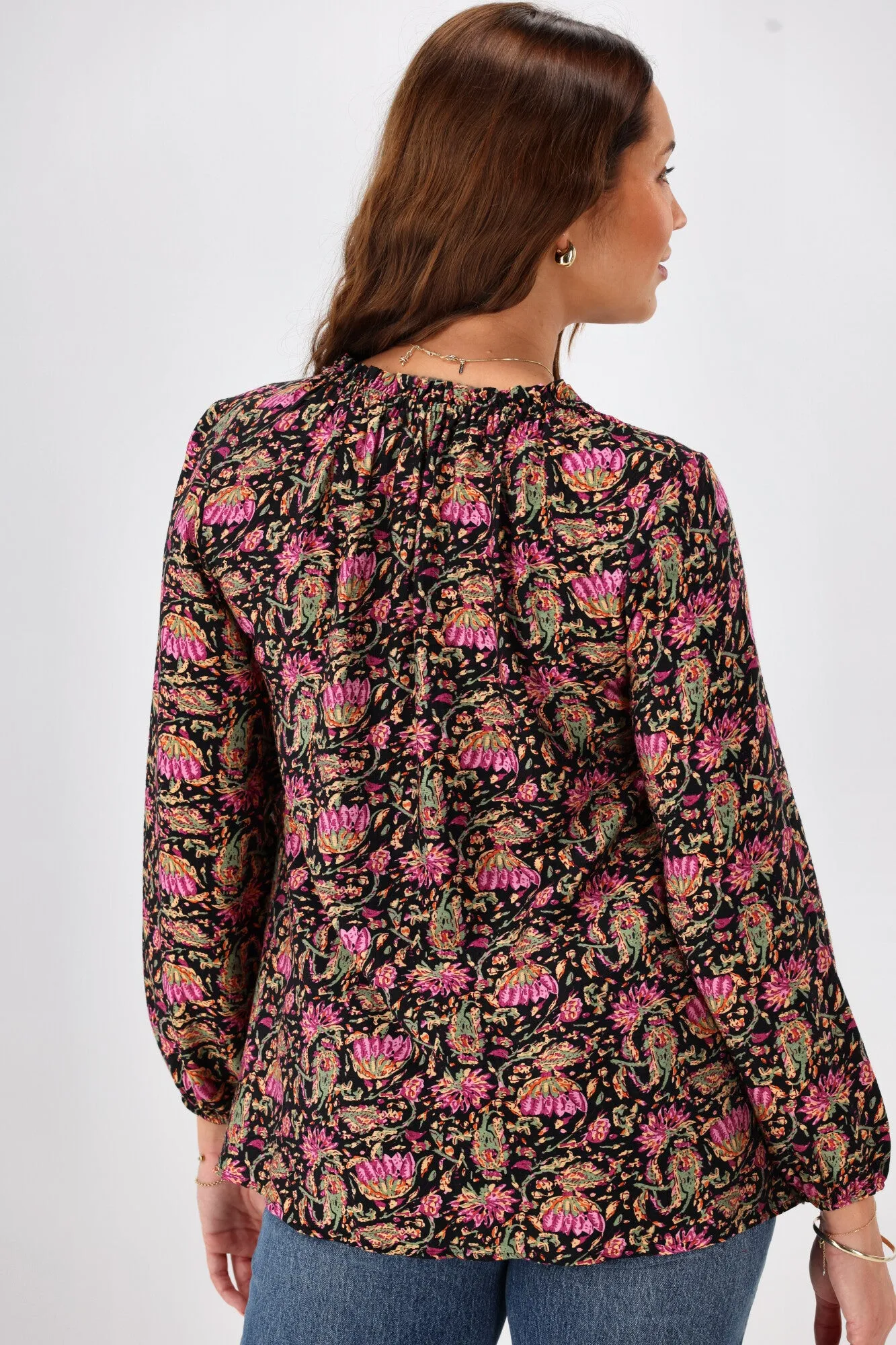Sunday Boho Oakley Top Paisley Print Black