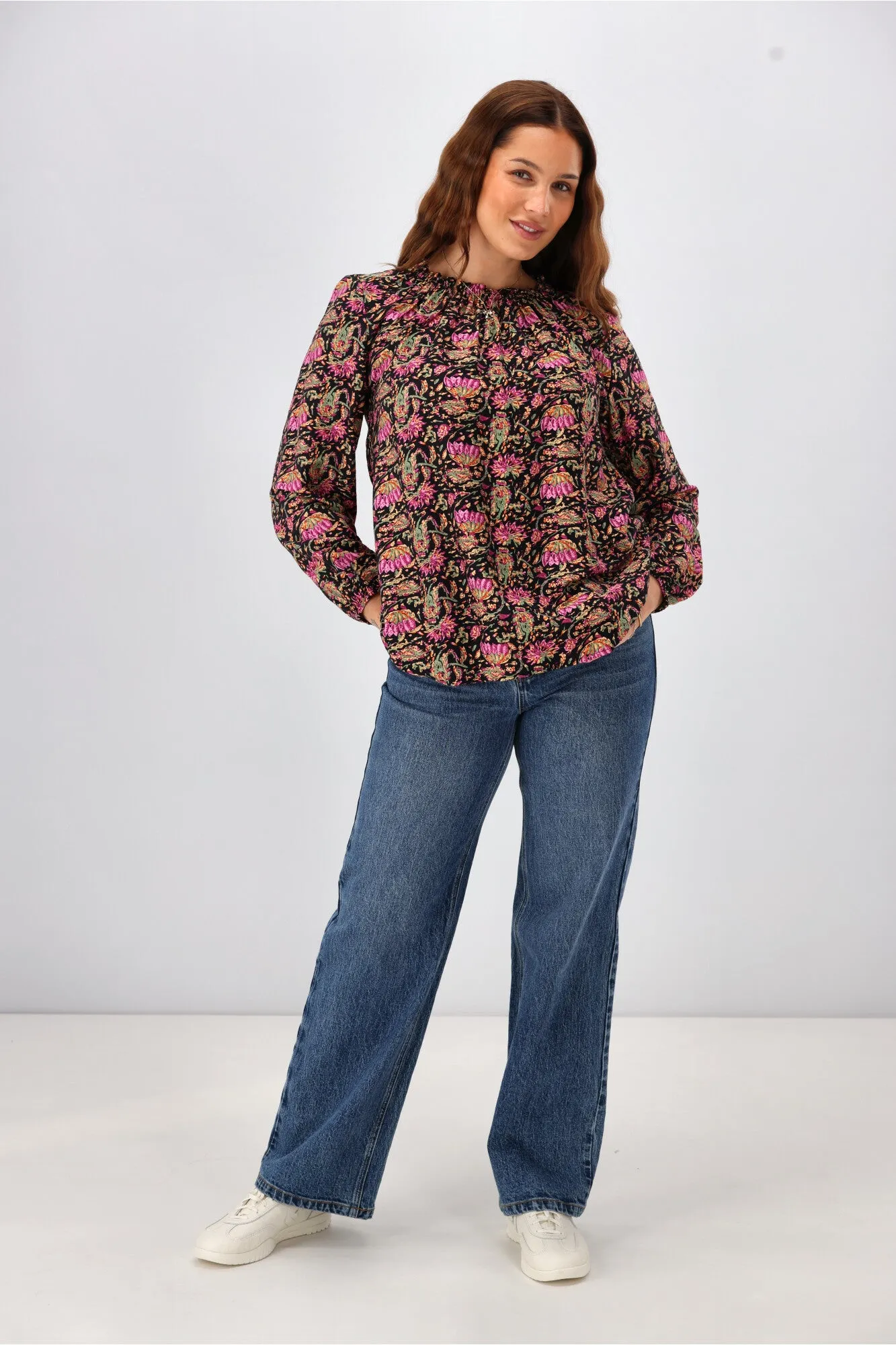 Sunday Boho Oakley Top Paisley Print Black