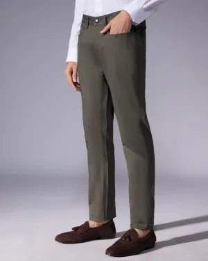 Tailored 5-Pocket Stretch Jeans - Olive