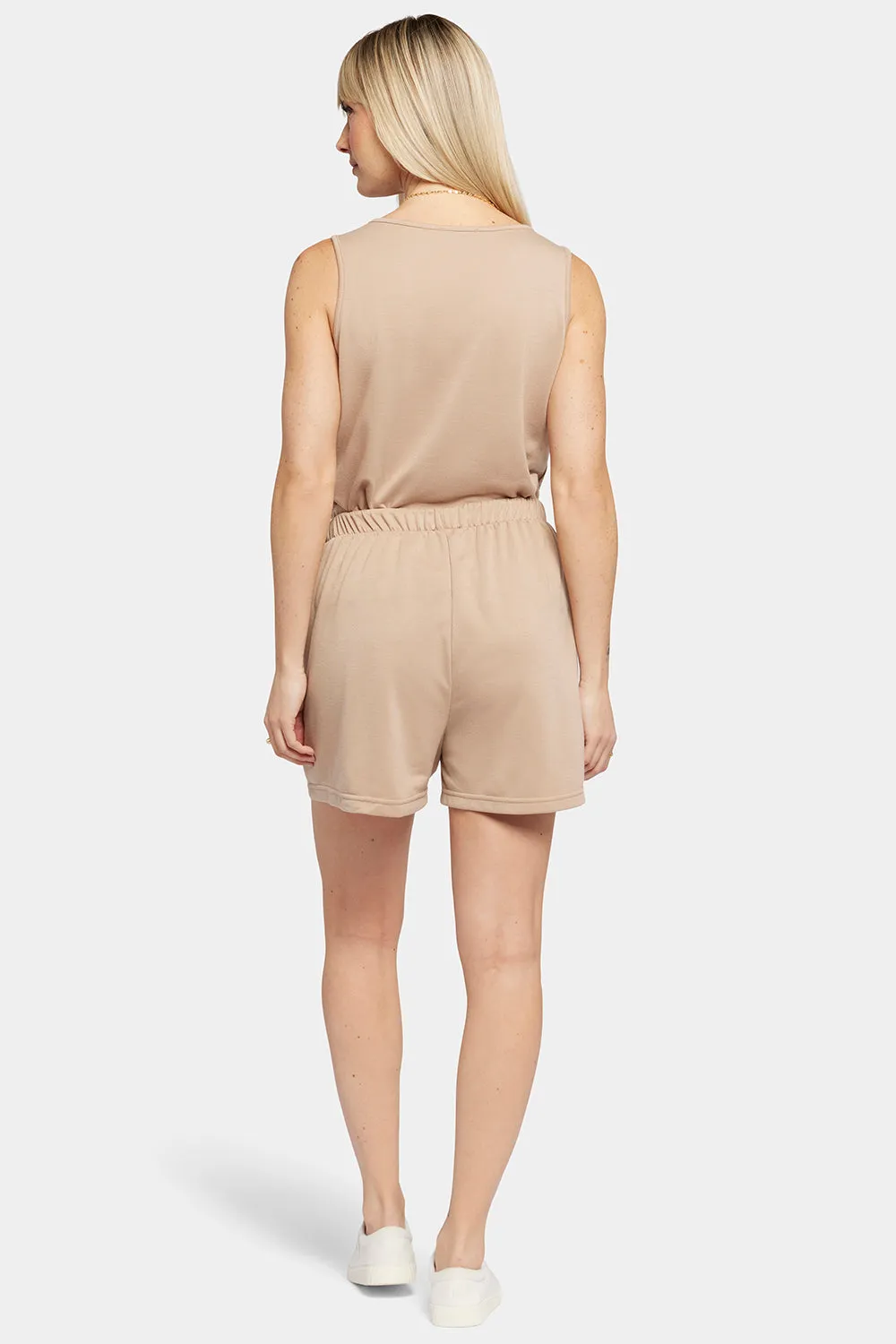 Tank And Shorts Lounge Set In Plus Size - Taupe