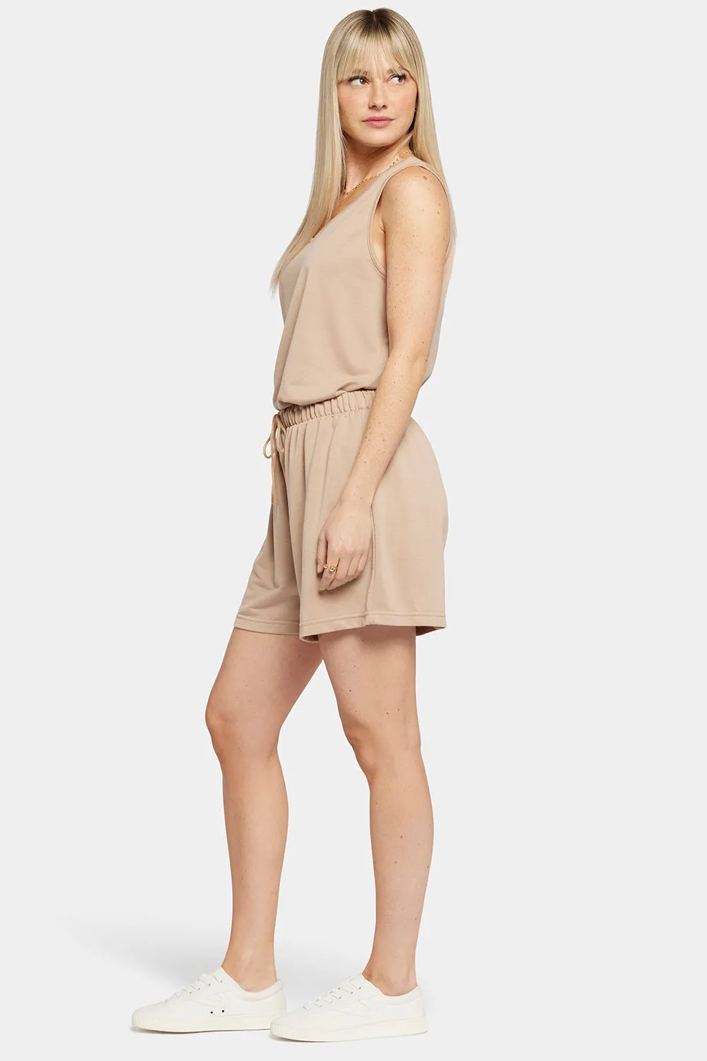 Tank And Shorts Lounge Set In Plus Size - Taupe