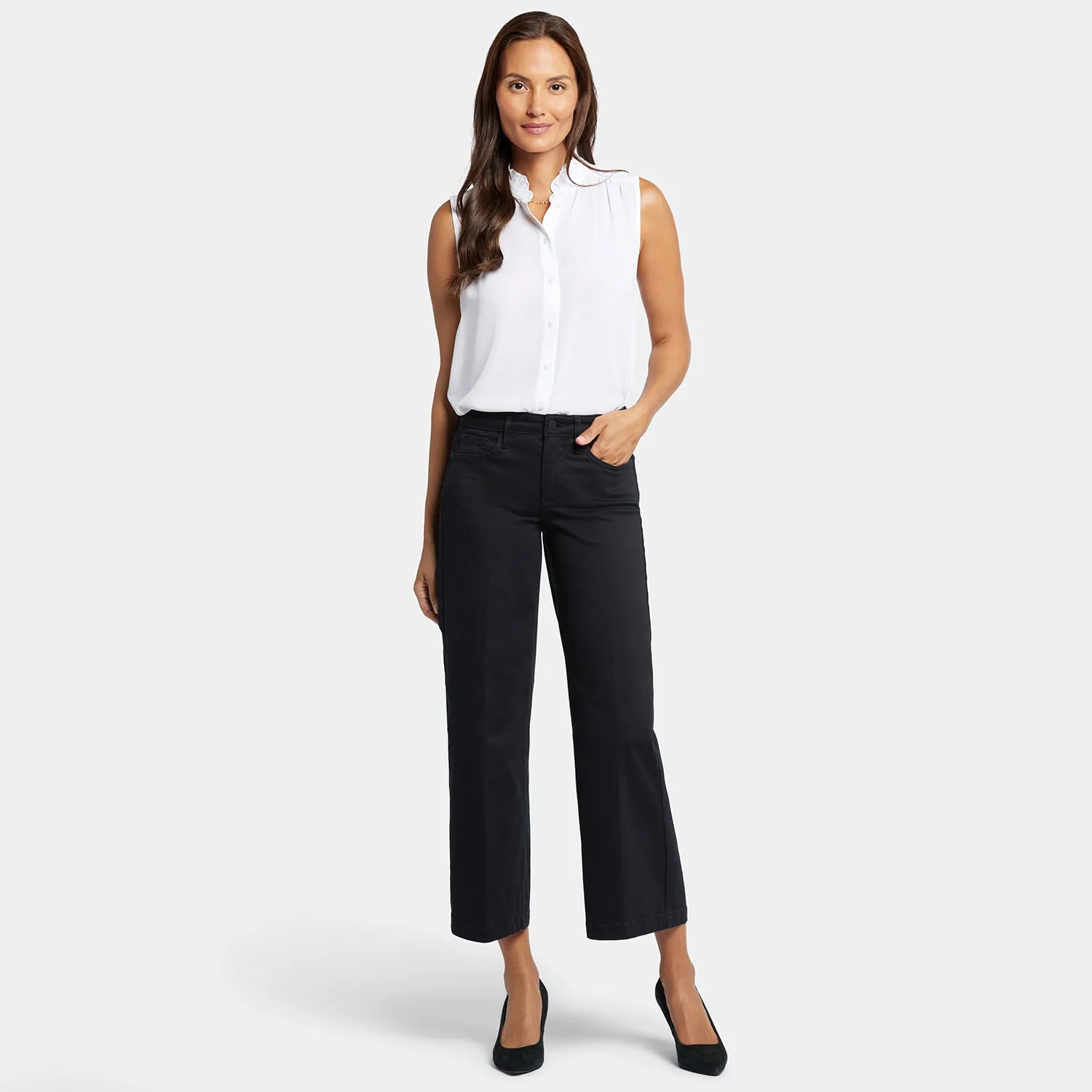 Teresa Wide Leg Ankle Jeans - Black
