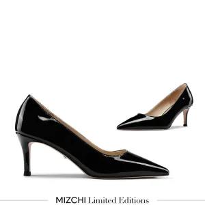 *TIA BLACK PATENT - kitten heels