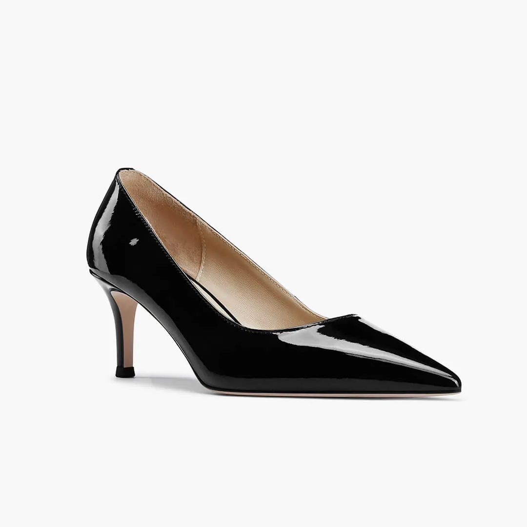 *TIA BLACK PATENT - kitten heels