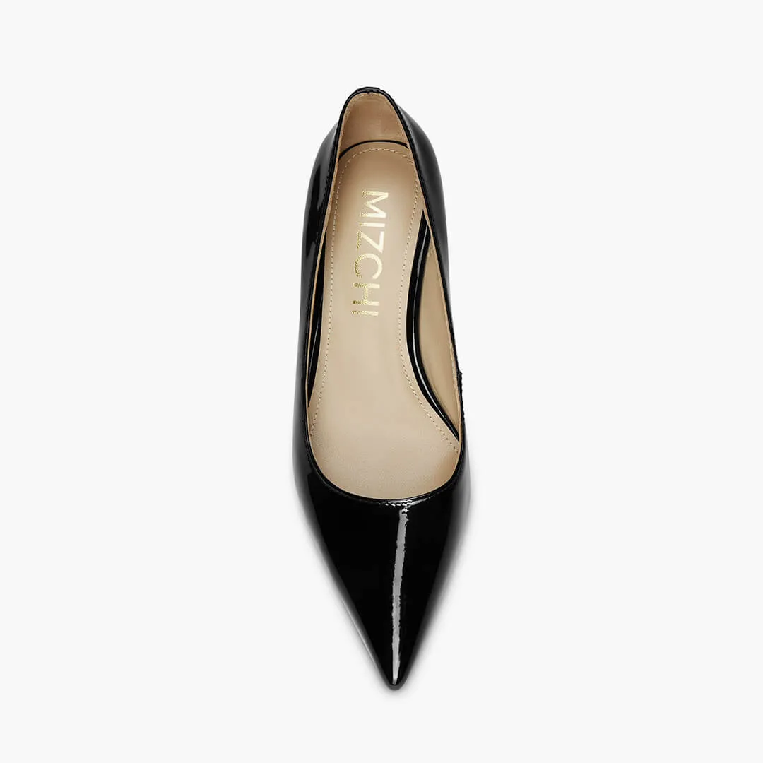 *TIA BLACK PATENT - kitten heels