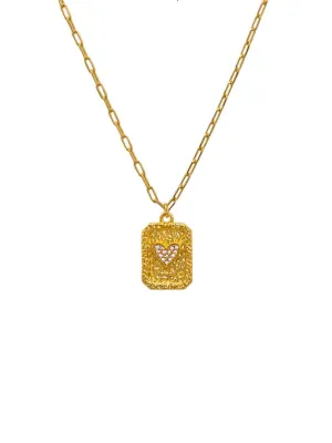 Tiger Tree Heart Pendant Necklace Gold Crystal