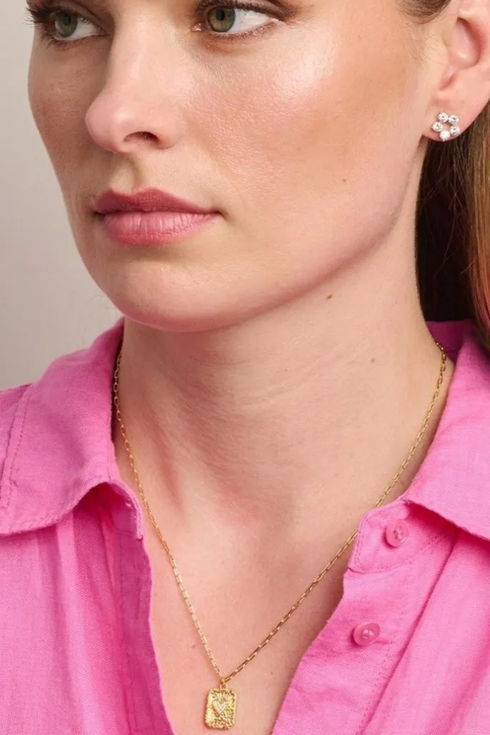 Tiger Tree Heart Pendant Necklace Gold Crystal