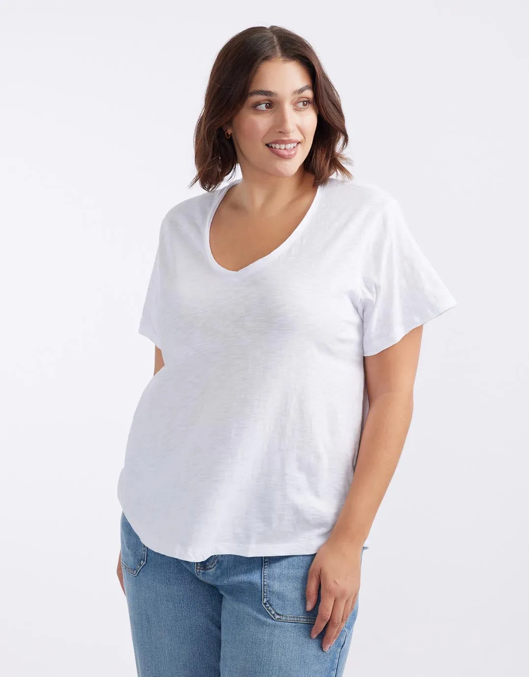 Turn Back V Neck T-Shirt - White