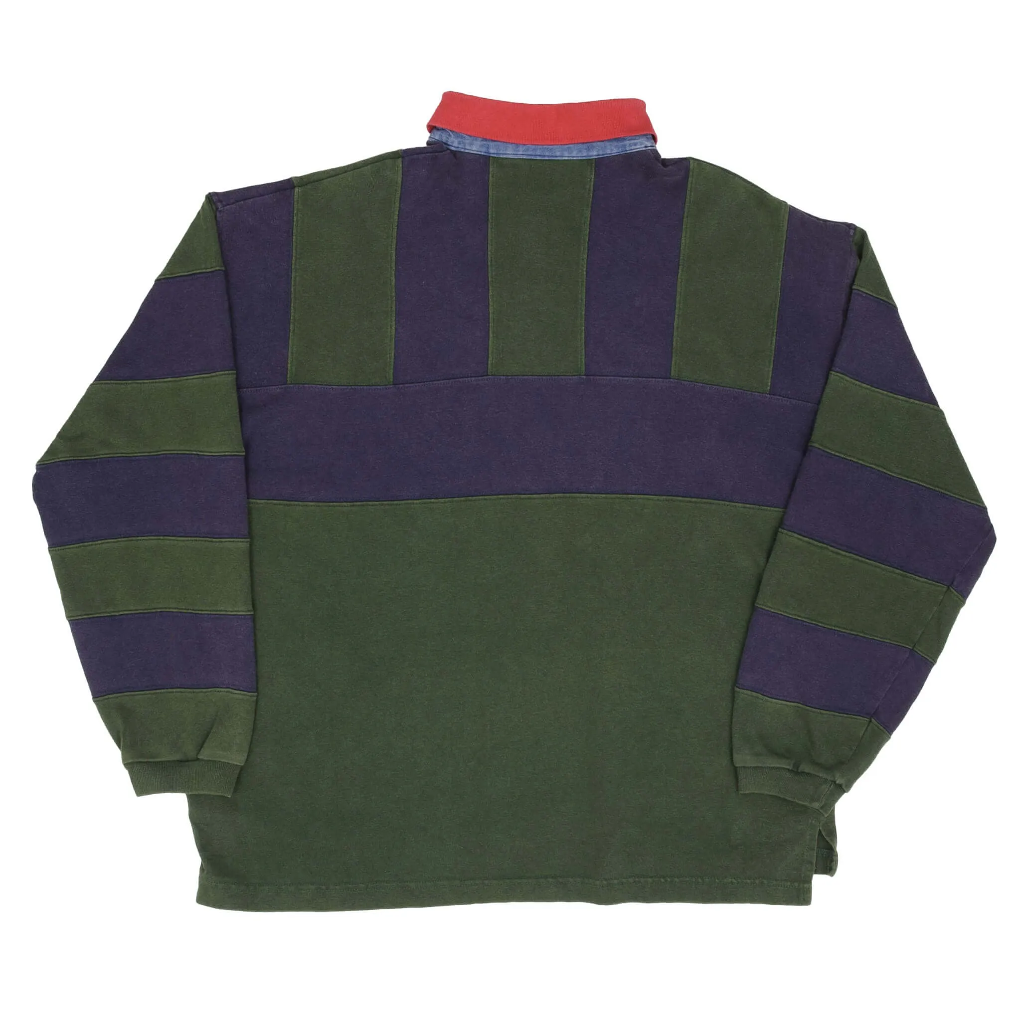 VINTAGE GUESS JEANS GREEN & BLUE RUGBY POLO SHIRT 1990S SIZE LARGE