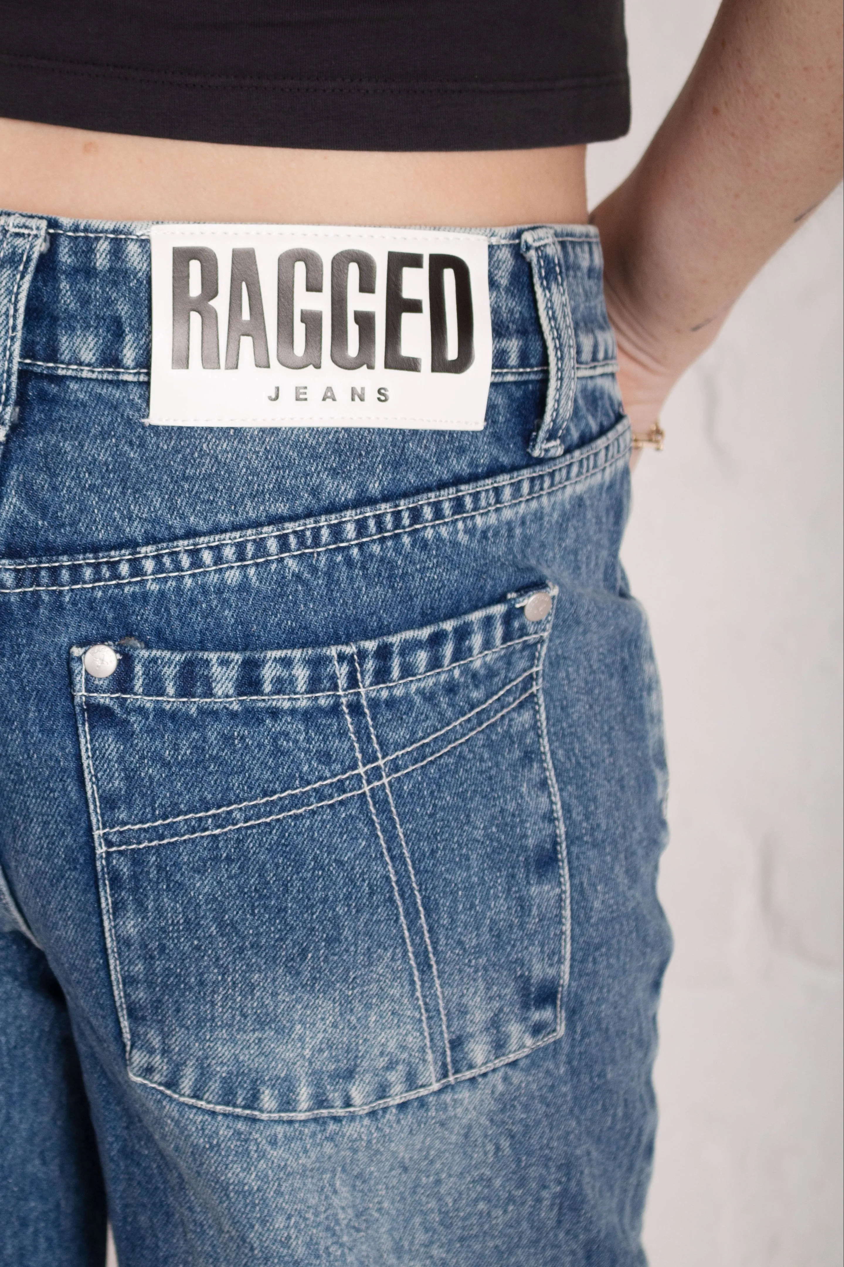 Vintage Washed Blue Relaxed Straight Jeans