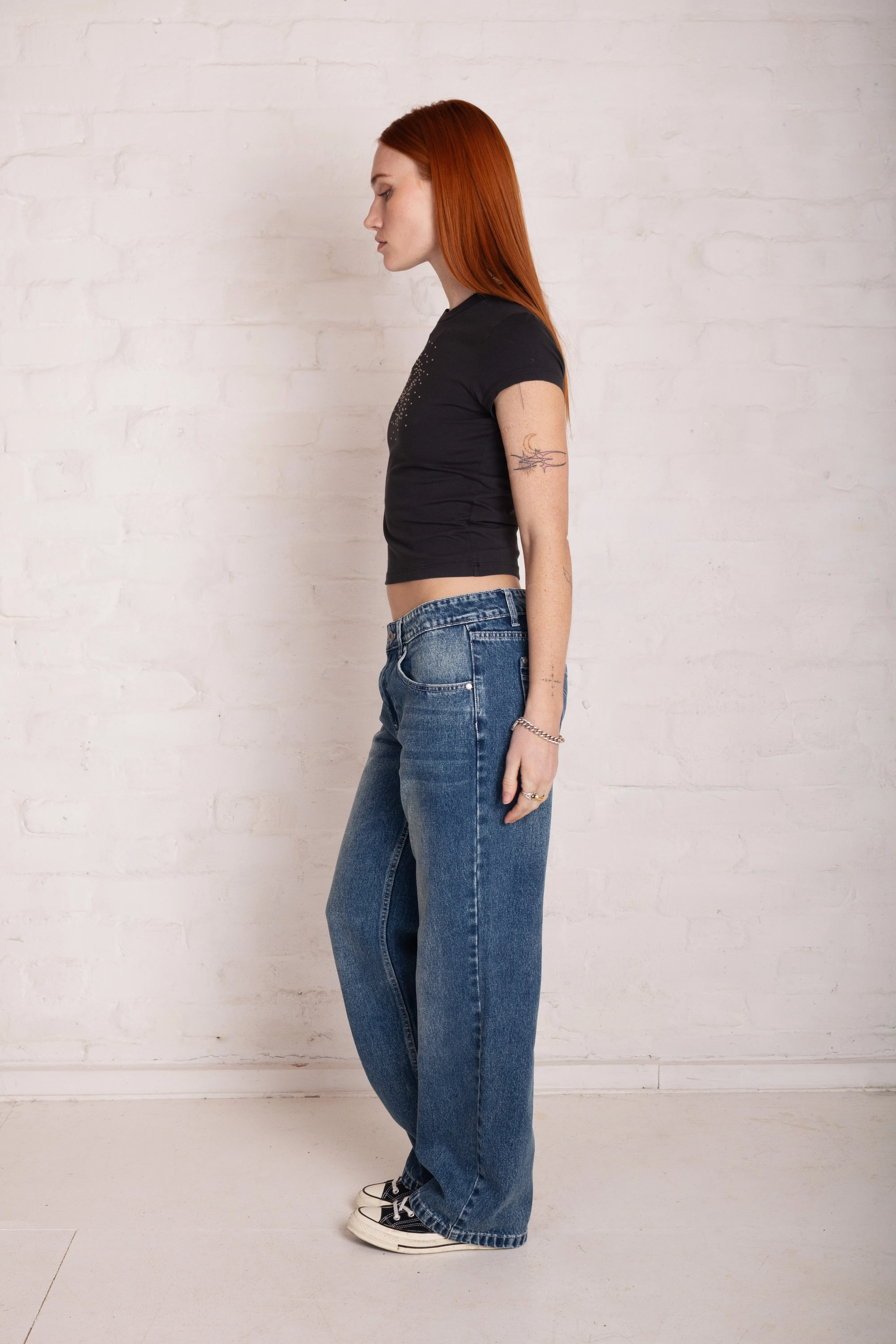 Vintage Washed Blue Relaxed Straight Jeans