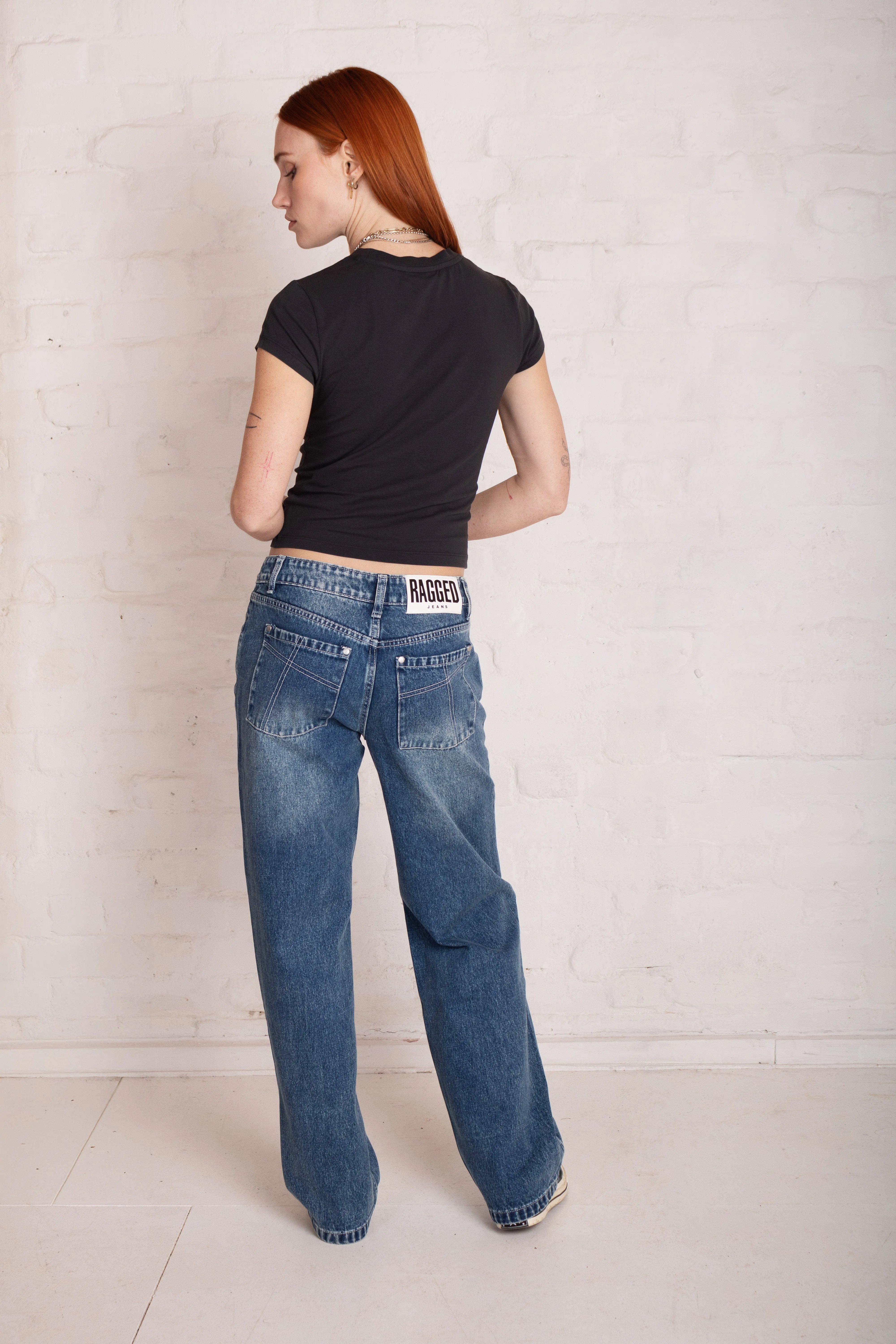 Vintage Washed Blue Relaxed Straight Jeans