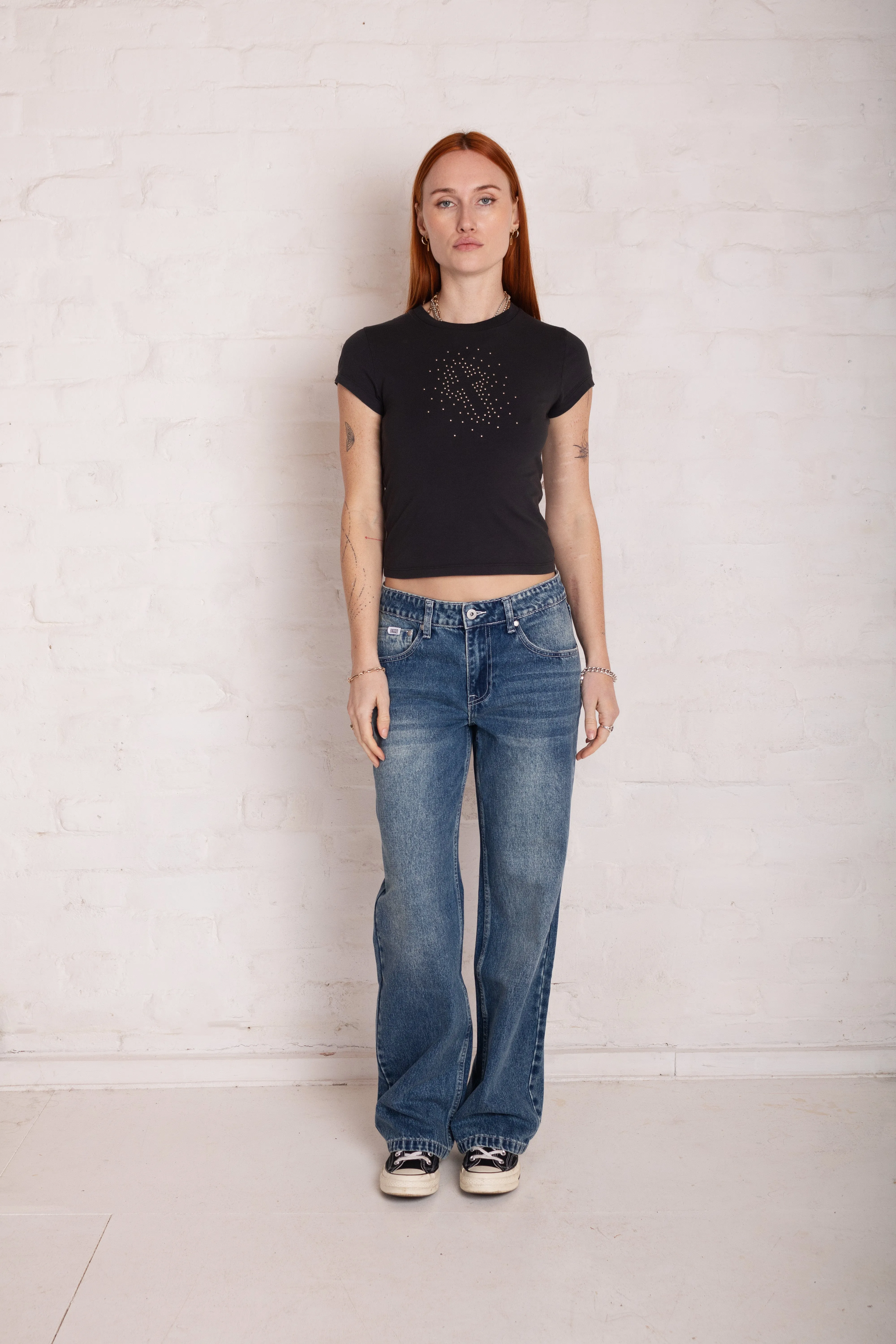 Vintage Washed Blue Relaxed Straight Jeans