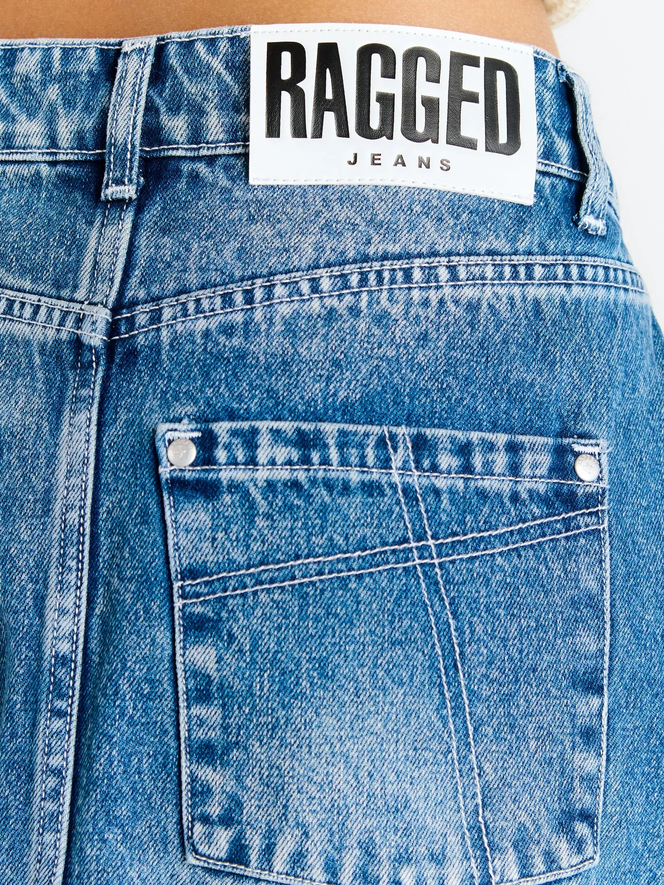 Vintage Washed Denim Midi Skirt
