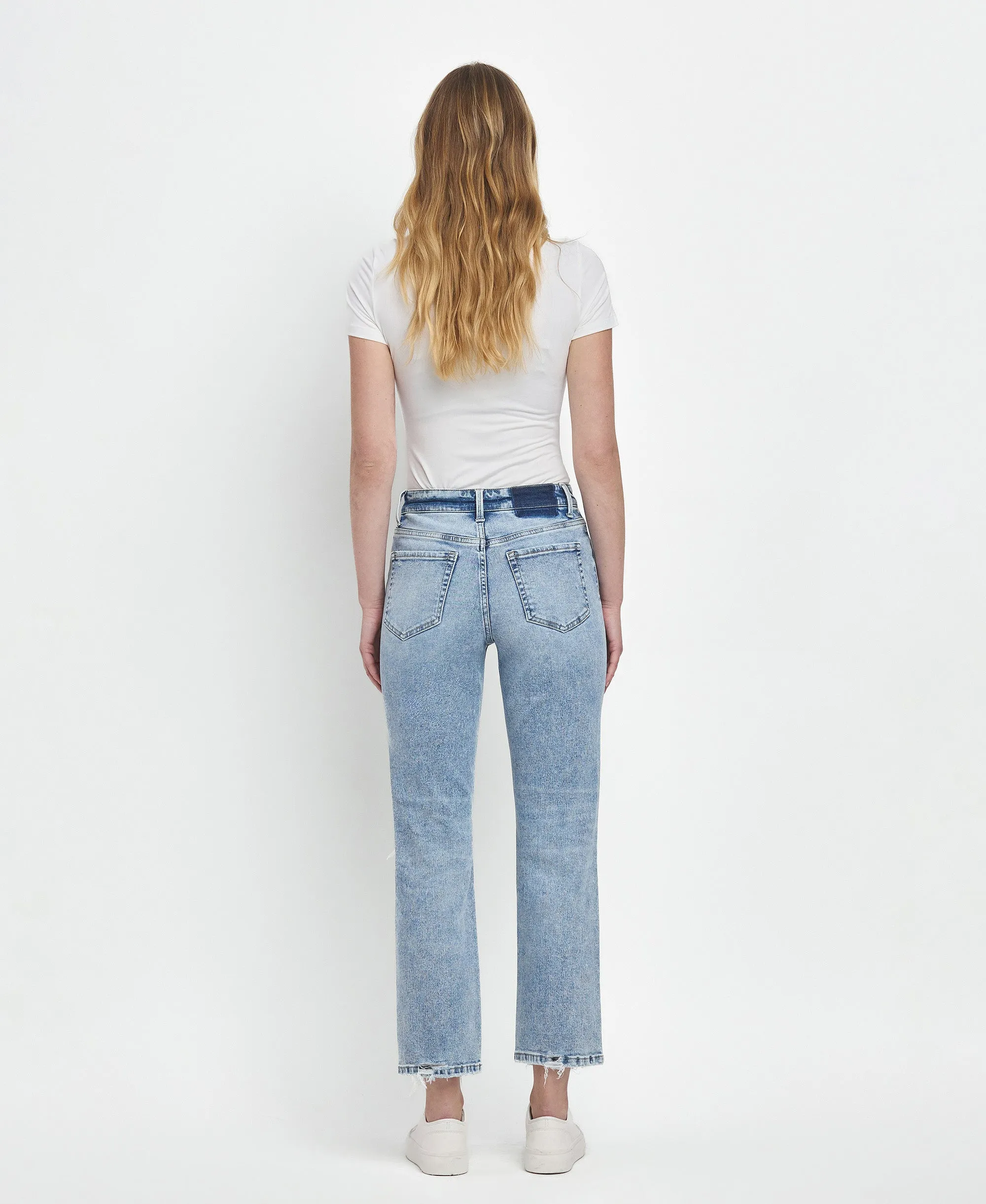 Vivid - High Rise Distressed Straight Jeans