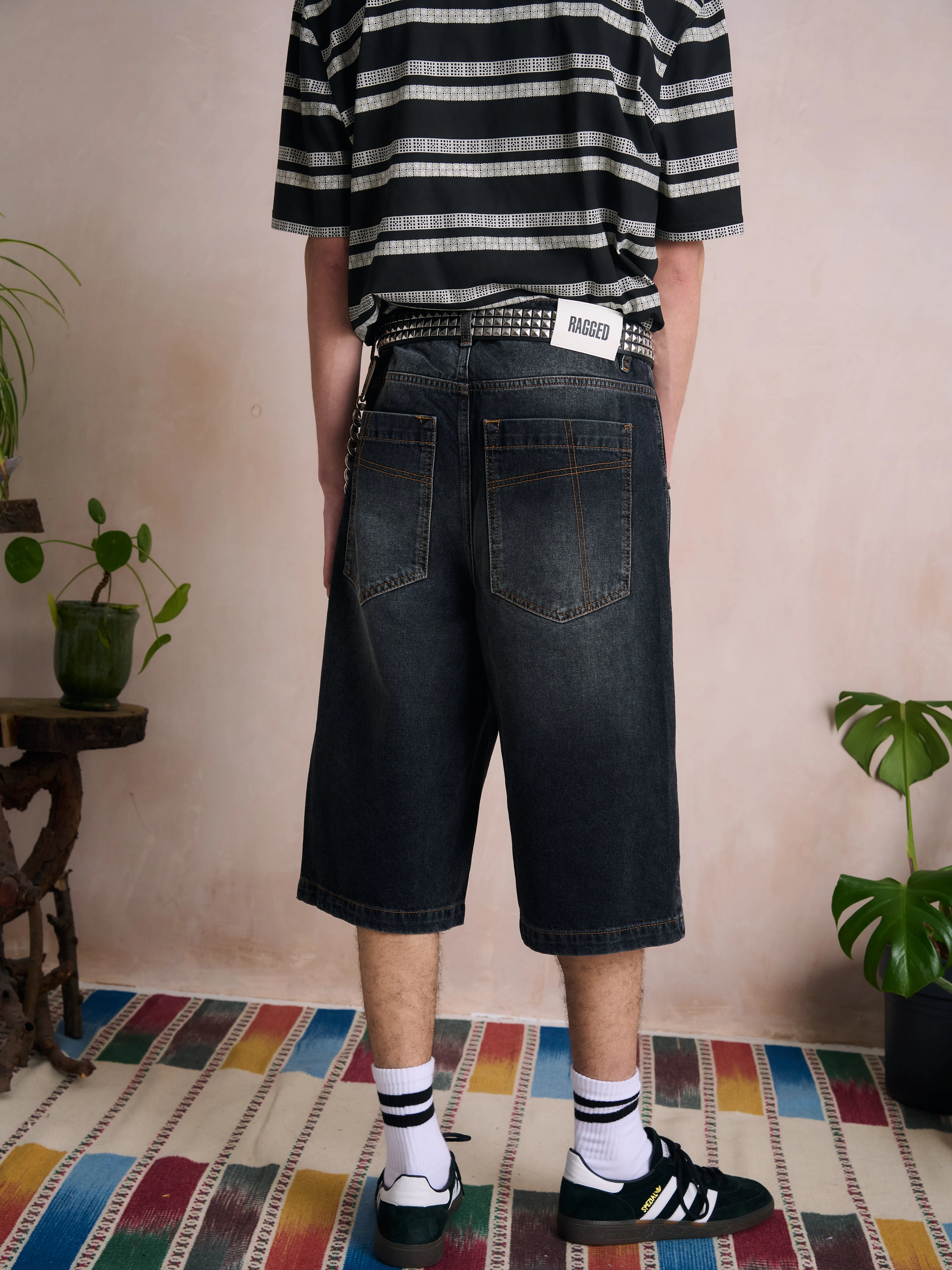 Washed Black Oversized Jorts