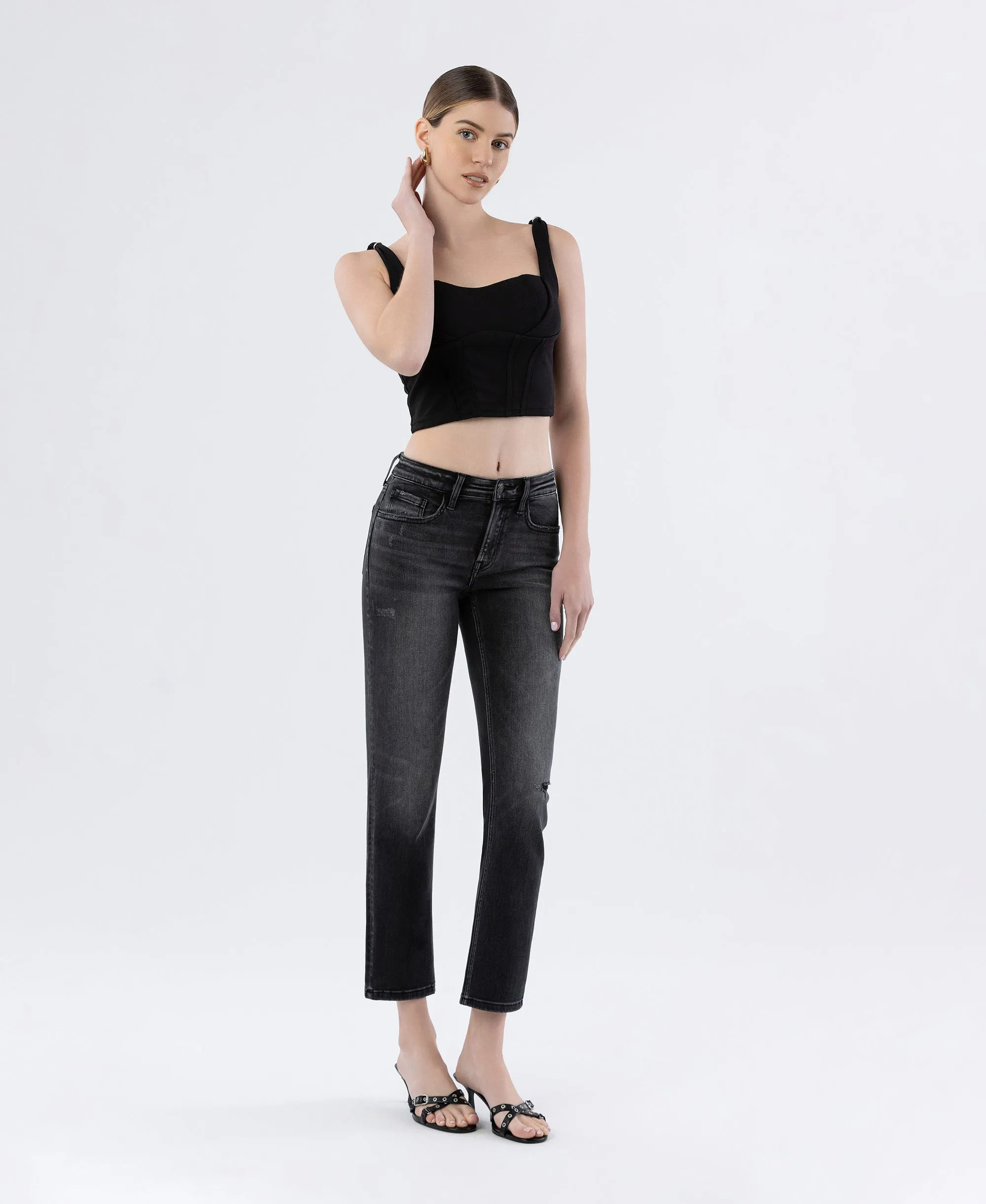 Wholeheartedly - Mid Rise Ankle Slim Straight Jeans