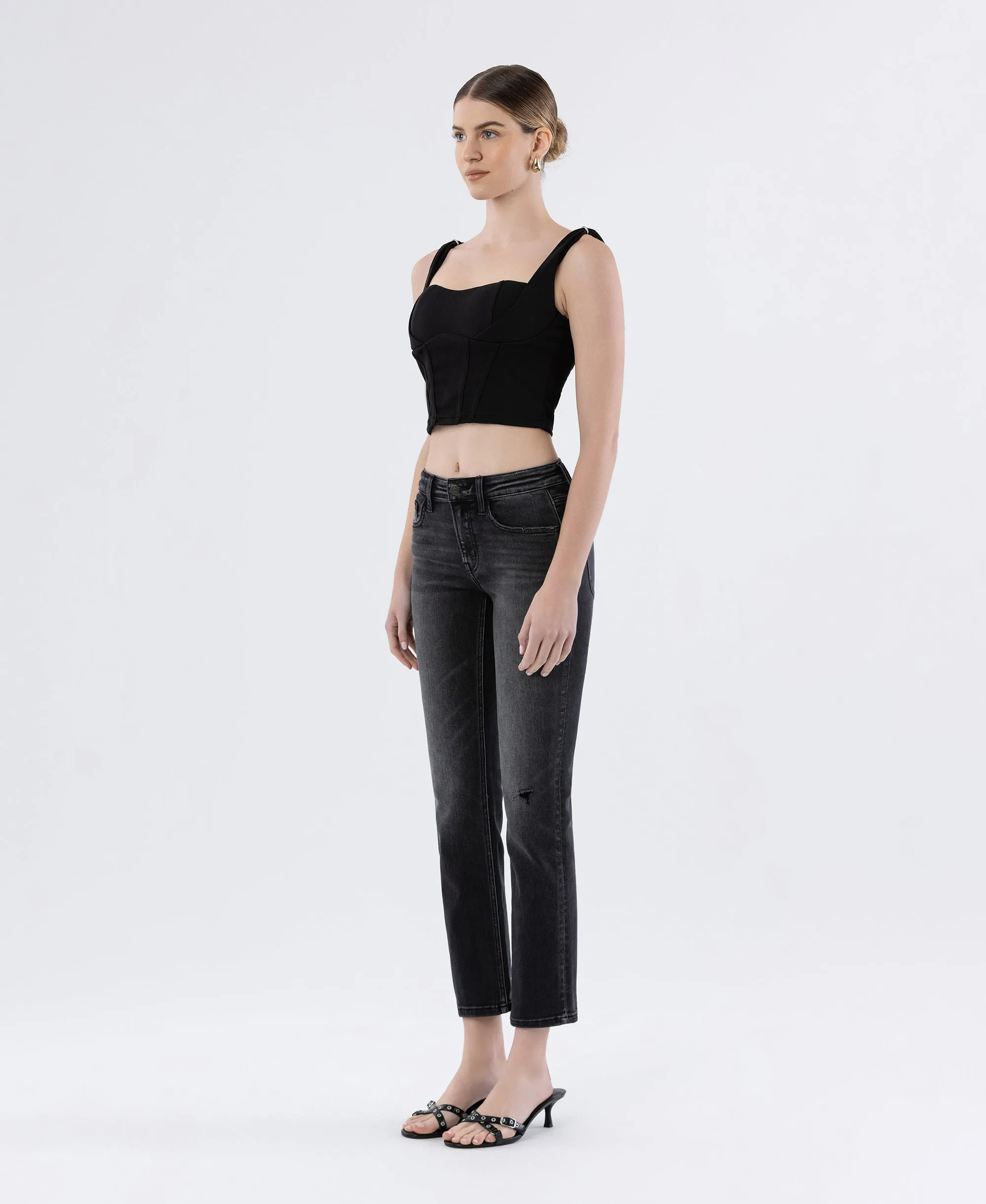 Wholeheartedly - Mid Rise Ankle Slim Straight Jeans