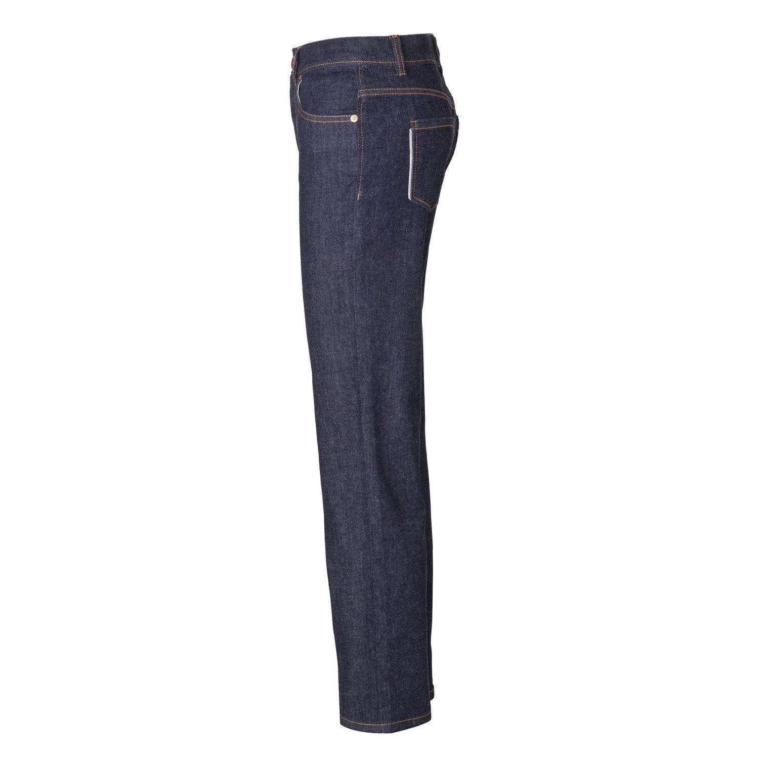 Womens High Waist Straight Jeans - Raw One Wash