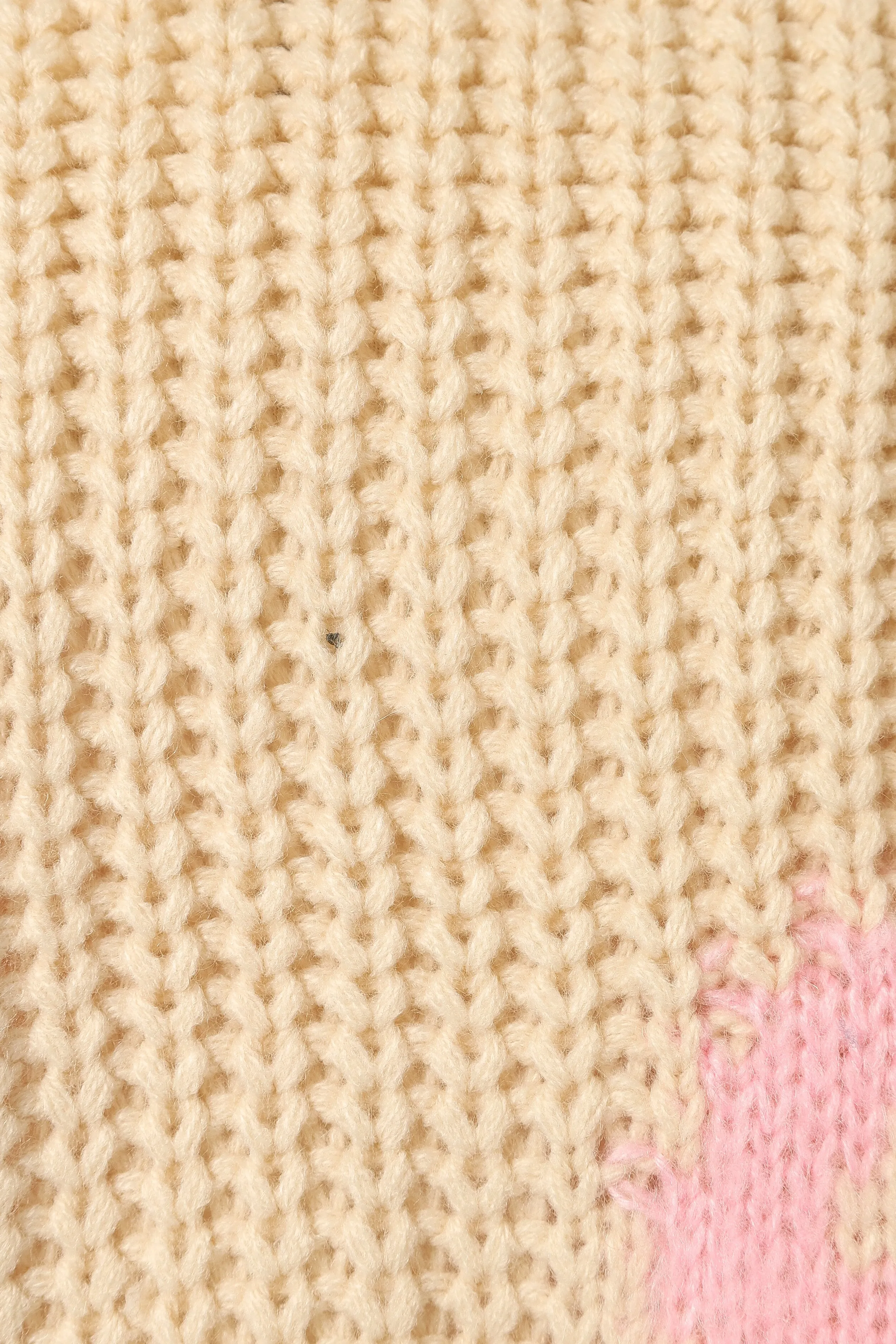 Wren Large Flower Knit Sweater - Cream